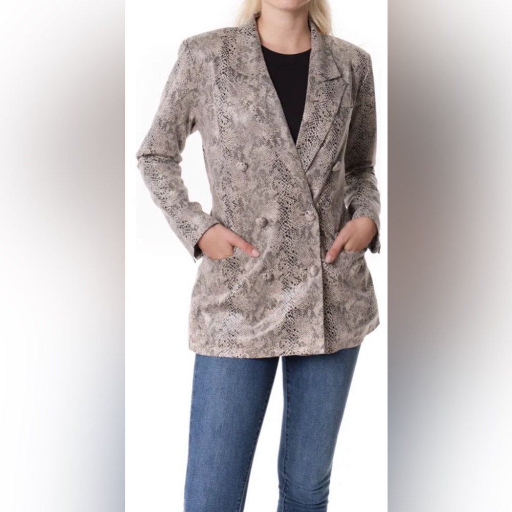 Blanknyc Snake Print  Blazer, Size Small